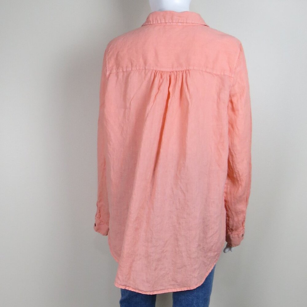 Sigrid Olsen 100% Linen Tunic Top Size Large Peac… - image 7